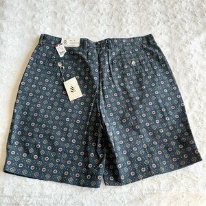 Vintage Nautica Shorts Mens 38 Blue Geometric Aztec Boho Skater Pleated 90s NWT